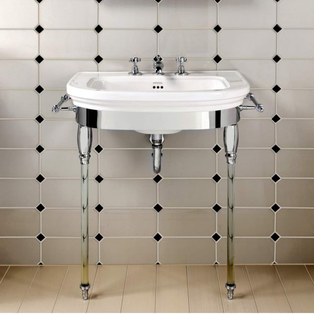 Imperial Carlyon Basin Stand with Glass Legs and Large Basin