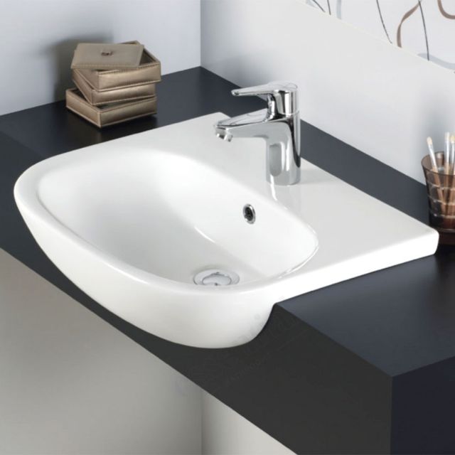 UK Bathrooms Essentials Lily Semi Recessed Basin 52cm