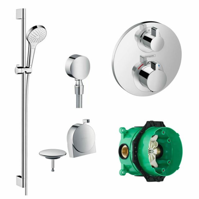 Hansgrohe Round Ecostat S Concealed Valve with Croma Select Rail Kit and Exafill - 88101029