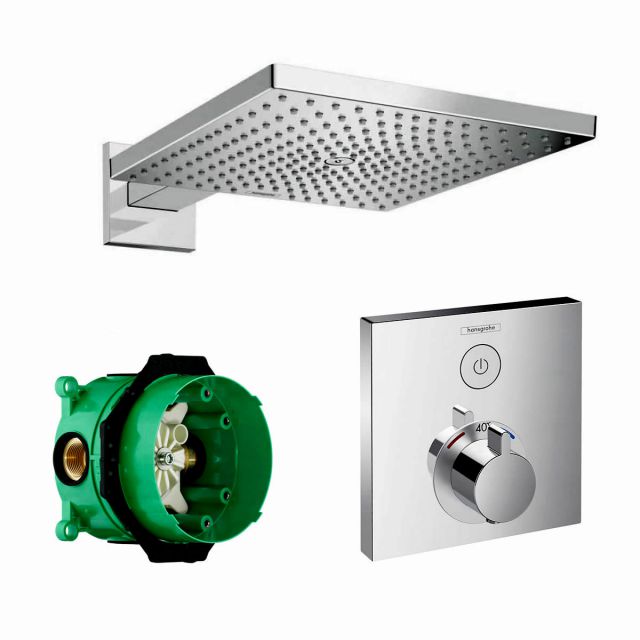 Hansgrohe Square ShowerSelect Concealed Valve with Raindance 300 Overhead Shower - 88101026